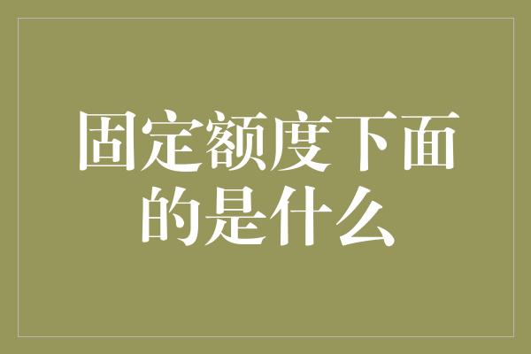 固定额度下面的是什么