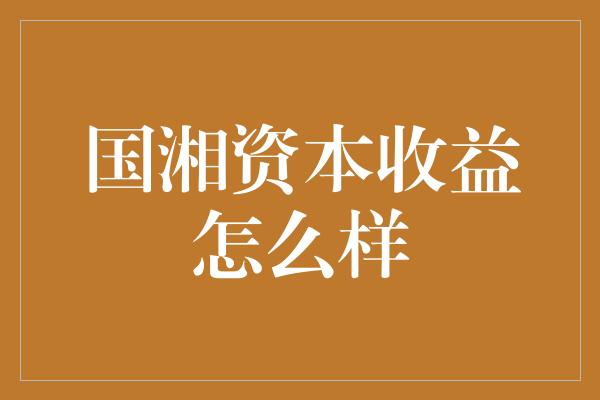 国湘资本收益怎么样