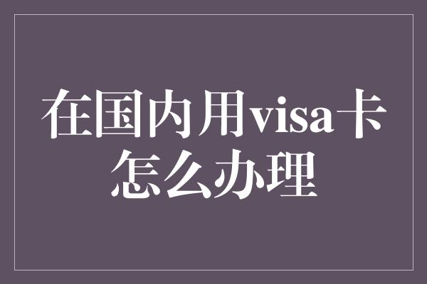 在国内用visa卡怎么办理