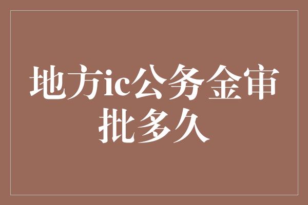 地方ic公务金审批多久