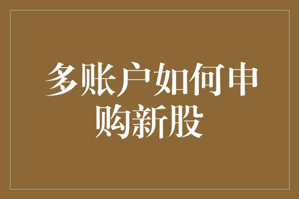 多账户如何申购新股