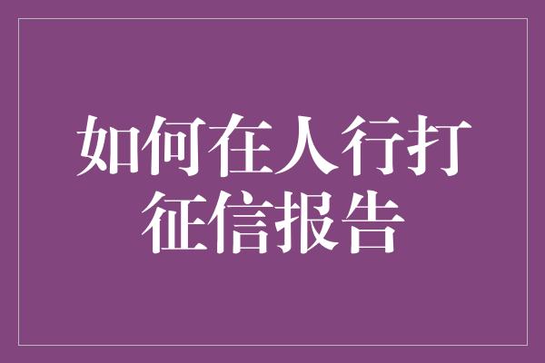 如何在人行打征信报告