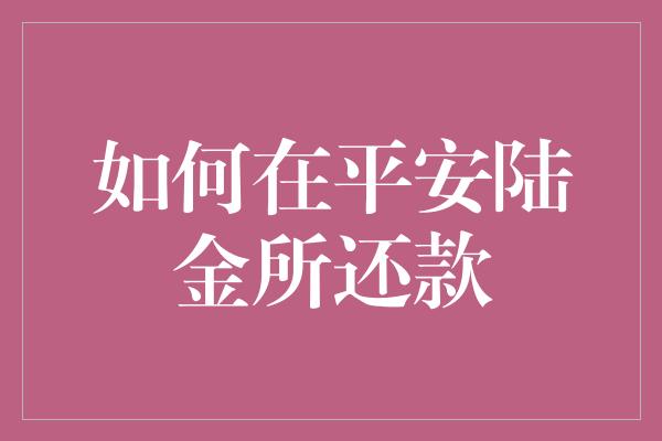 如何在平安陆金所还款