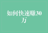 如何快速赚30万：一场匪夷所思的冒险（不建议尝试）