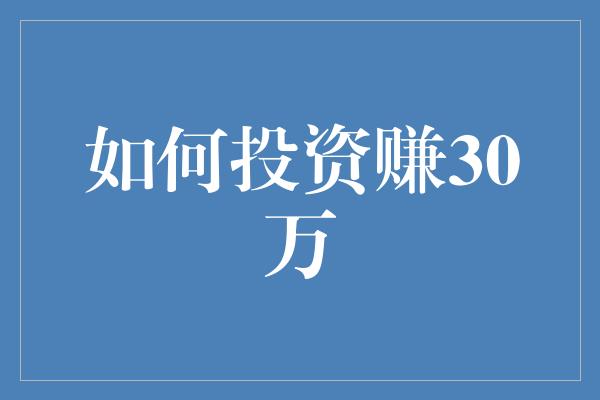 如何投资赚30万