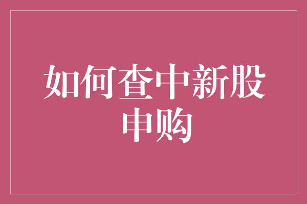 如何查中新股申购