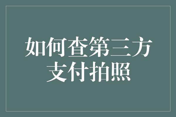 如何查第三方支付拍照