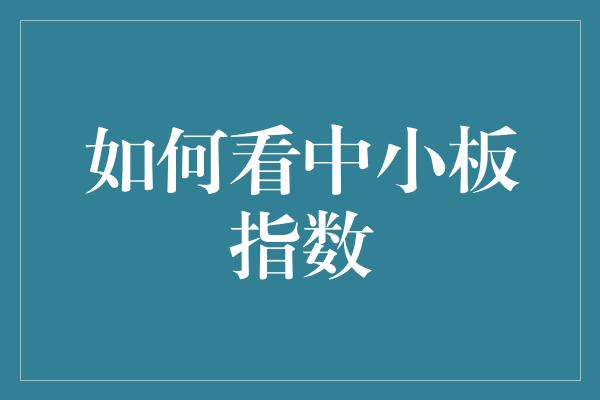 如何看中小板指数