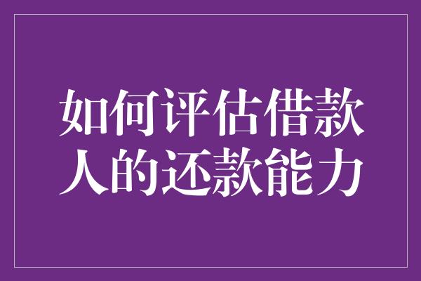 如何评估借款人的还款能力