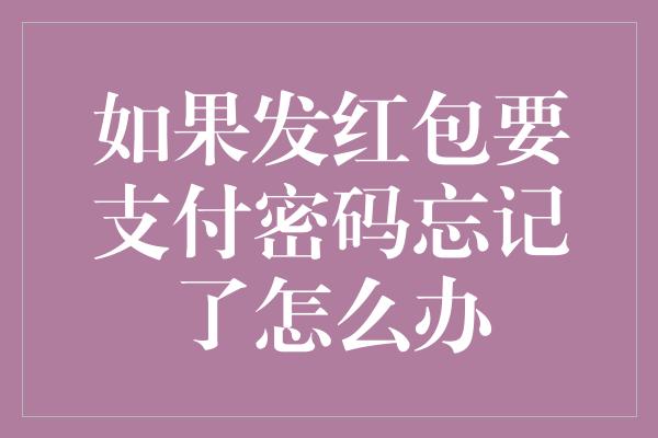 如果发红包要支付密码忘记了怎么办