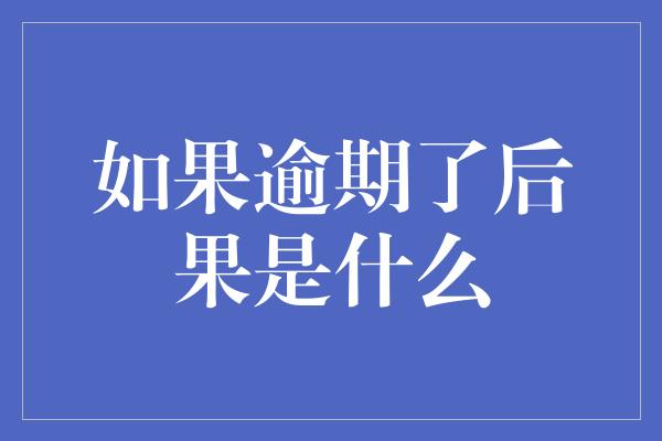 如果逾期了后果是什么