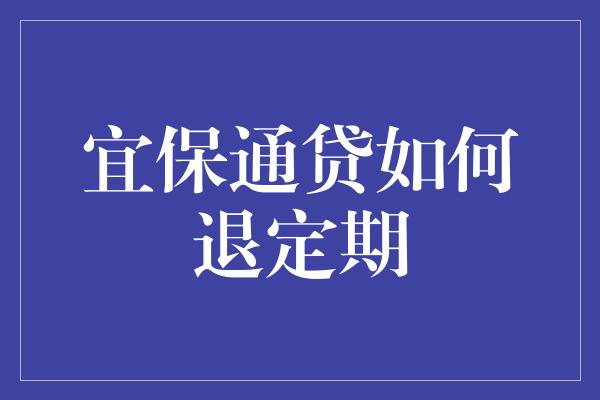 宜保通贷如何退定期