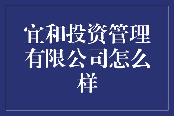 宜和投资管理有限公司怎么样