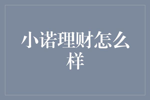 小诺理财怎么样