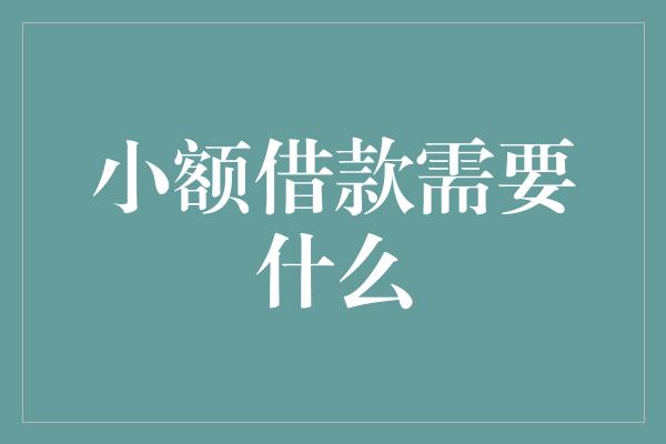 小额借款需要什么