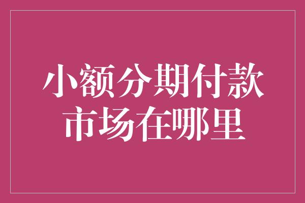 小额分期付款市场在哪里