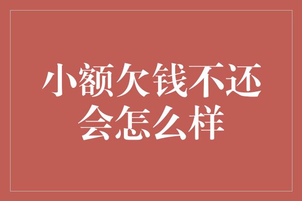 小额欠钱不还会怎么样