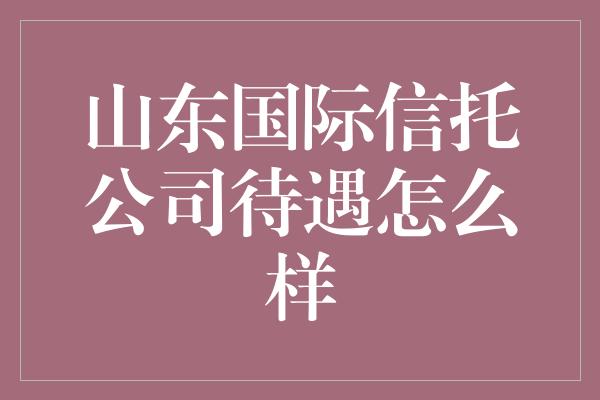 山东国际信托公司待遇怎么样