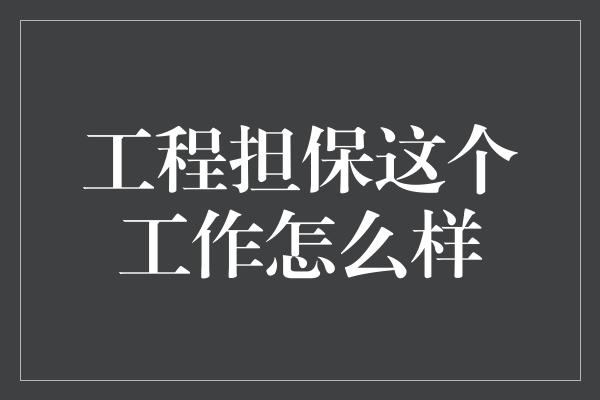 工程担保这个工作怎么样