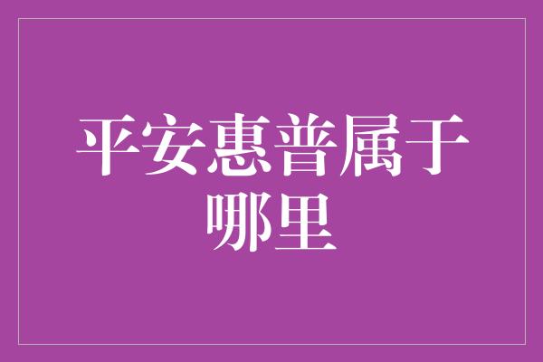 平安惠普属于哪里