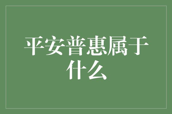 平安普惠属于什么