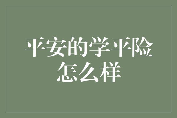 平安的学平险怎么样