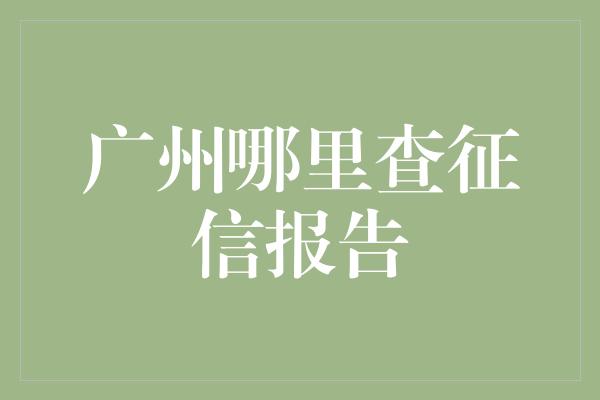 广州哪里查征信报告