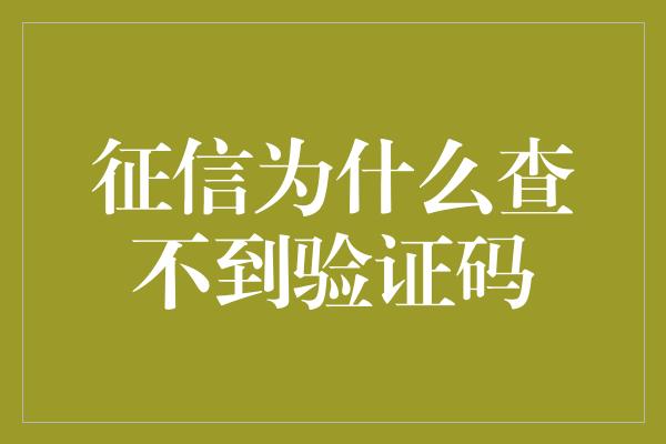 征信为什么查不到验证码