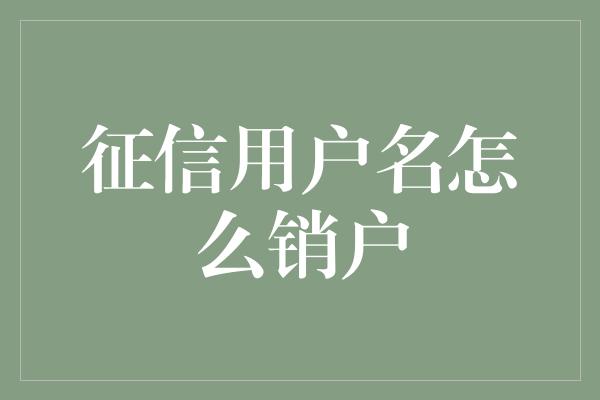 征信用户名怎么销户