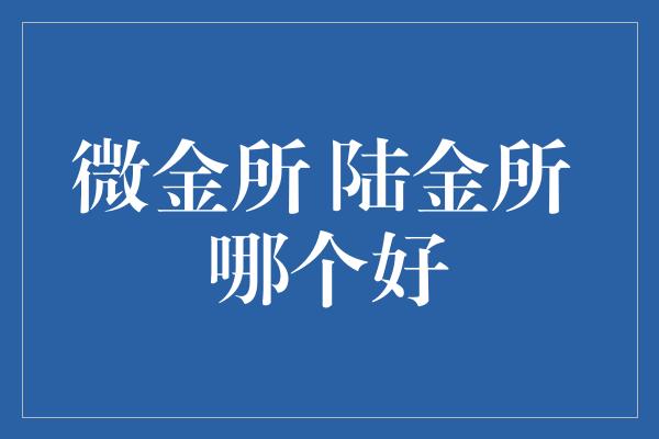 微金所 陆金所 哪个好