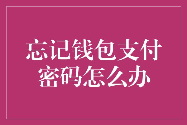 忘记钱包支付密码怎么办