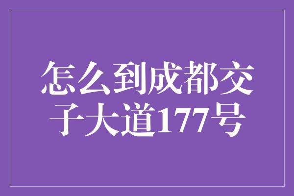 怎么到成都交子大道177号