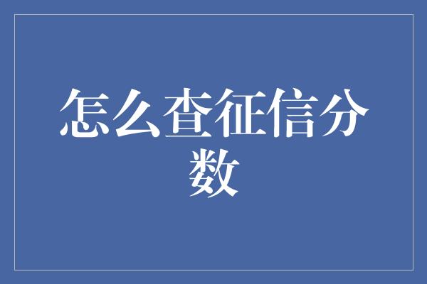 怎么查征信分数