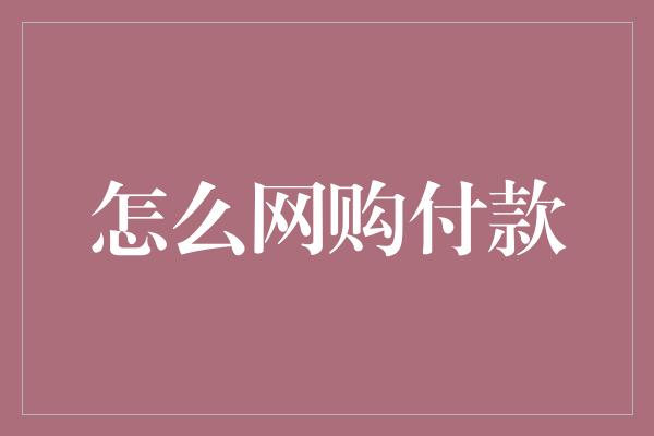 怎么网购付款