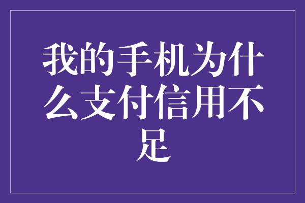 我的手机为什么支付信用不足