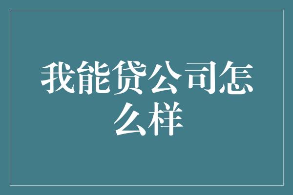 我能贷公司怎么样