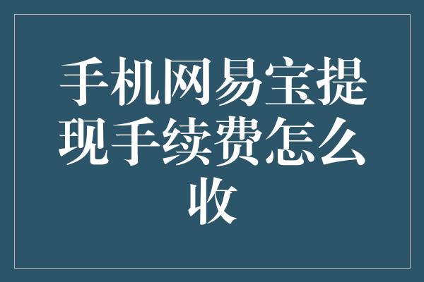 手机网易宝提现手续费怎么收