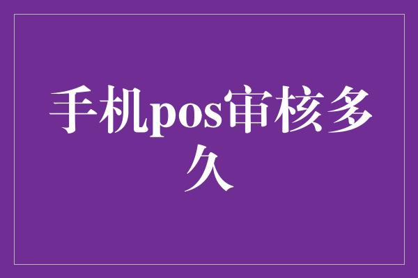 手机pos审核多久