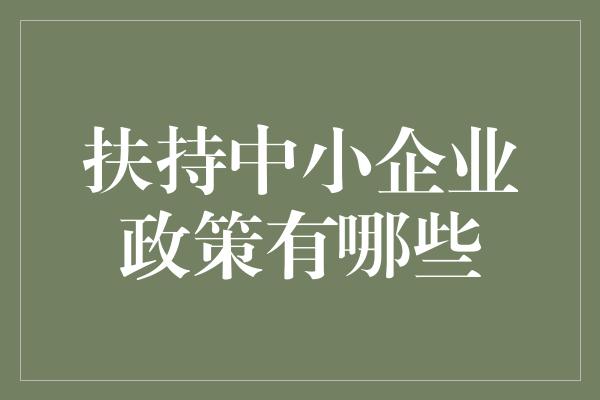 扶持中小企业政策有哪些