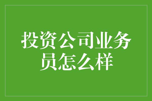 投资公司业务员怎么样