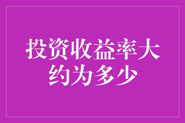 投资收益率大约为多少