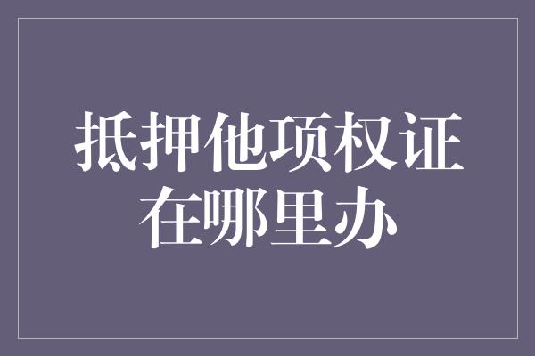 抵押他项权证在哪里办