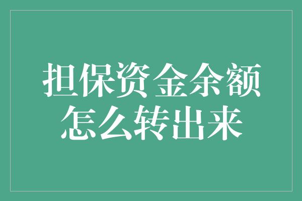 担保资金余额怎么转出来