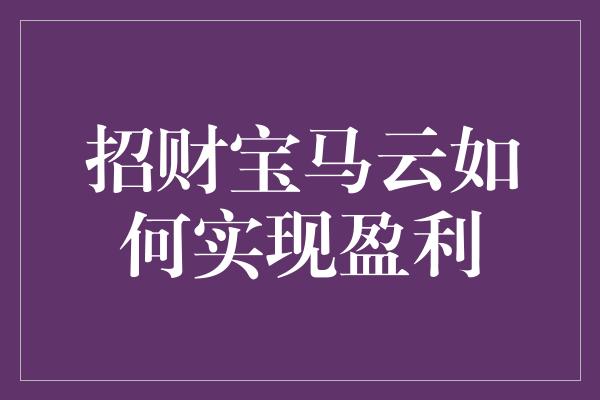 招财宝马云如何实现盈利