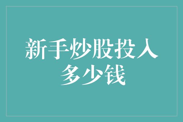 新手炒股投入多少钱