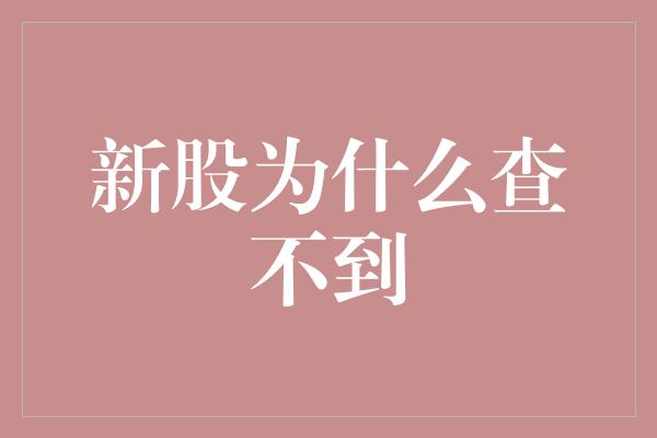 新股为什么查不到