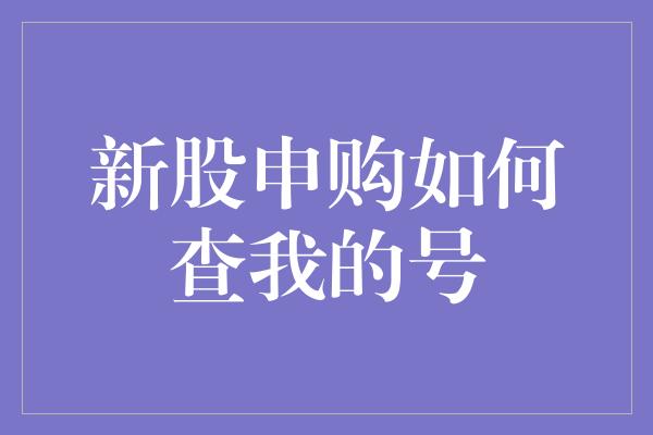 新股申购如何查我的号