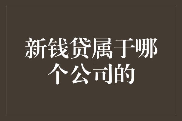 新钱贷属于哪个公司的