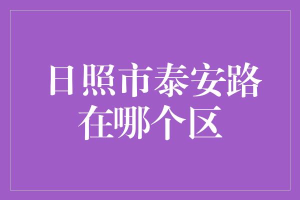 日照市泰安路在哪个区