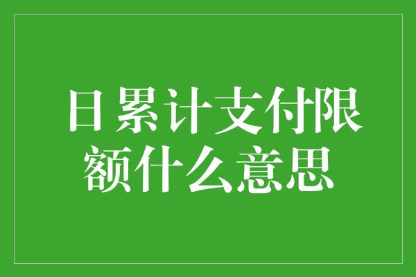 日累计支付限额什么意思